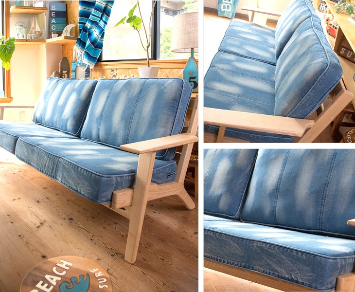 Huntington II 3P Sofa ウォッシュドデニムソファ トリプルソファ 3人 ...