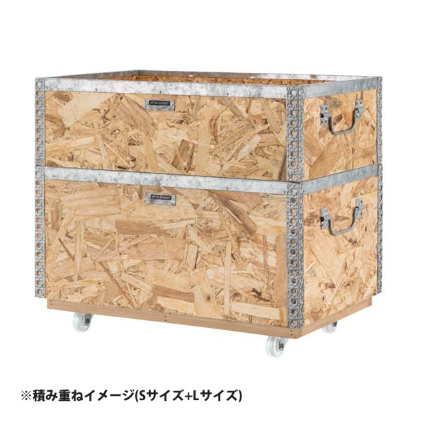 スタッキングボックス L 51x33x28 おしゃれ キャスター付き ワゴン 木箱 BOX ケース ラック カゴ 小物入れ LFS-172 スタッキングボックスL キャスター付_3