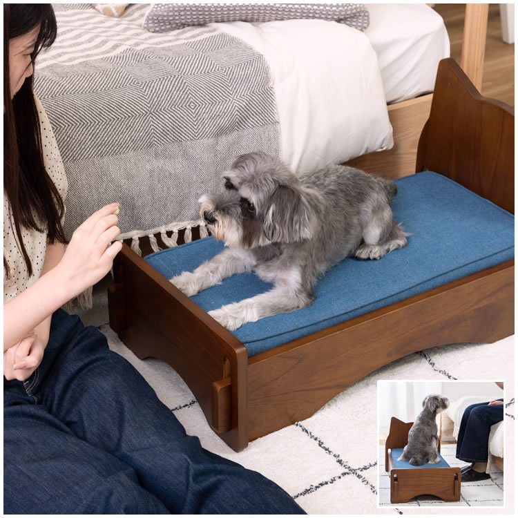 ペットベッド ペット用ミニベッド 幅40 犬用 猫用 小型 クッション付き おしゃれ 北欧 PET-69 BR/WHの画像