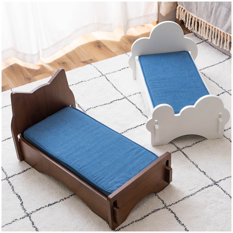 ペットベッド ペット用ミニベッド 幅40 犬用 猫用 小型 クッション付き おしゃれ 北欧 PET-69 BR/WHの画像