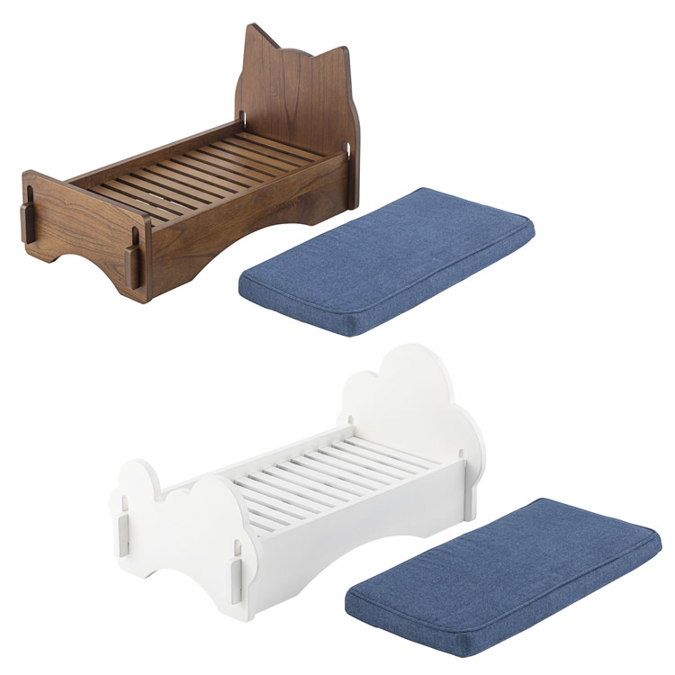 ペットベッド ペット用ミニベッド 幅40 犬用 猫用 小型 クッション付き おしゃれ 北欧 PET-69 BR/WHの画像