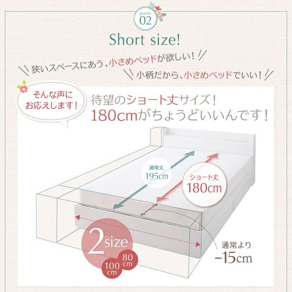 ベッド ホワイト 白 真っ白 かわいい 可愛い 収納ベッド 収納付き