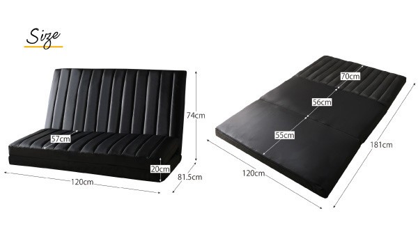 ソファーベッド おしゃれ セミダブル 幅120cm リクライニング 3WAY