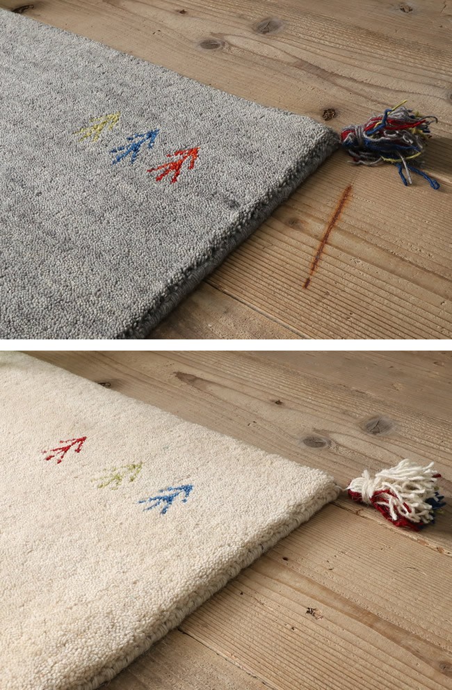ギャッベ マット ラグ 60×100cm ウール マット 約40x60cm ラグ 玄関マット ウール100% インドギャッベ