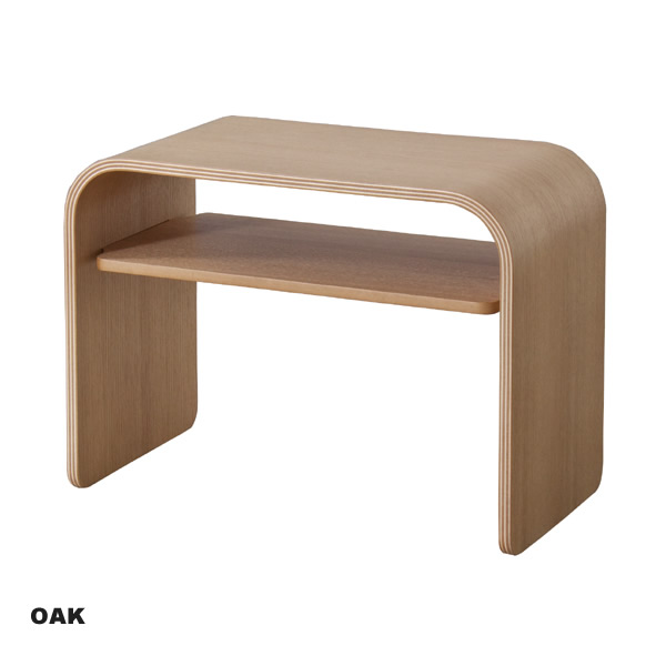 北欧系デザイン： 曲げ木サイドテーブル（オークナチュラル）タテにも
