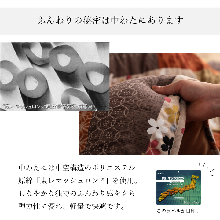 京好み こたつ布団 ふっくら 国産 日本製 和柄 パッチワーク柄 洗える 手洗い_7