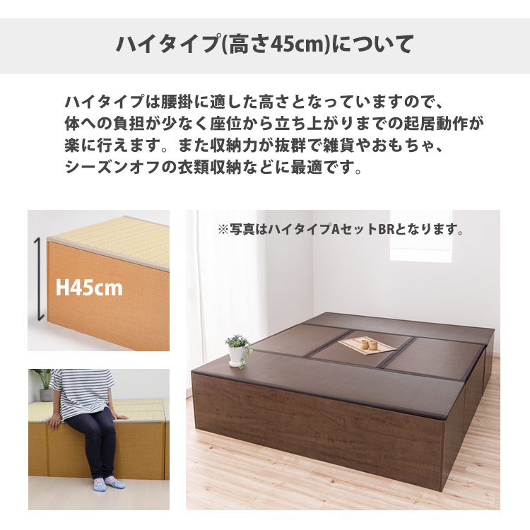 PP畳ユニット ハイタイプ 120×60 高さ45cm 1個単品 畳収納ユニット 小 