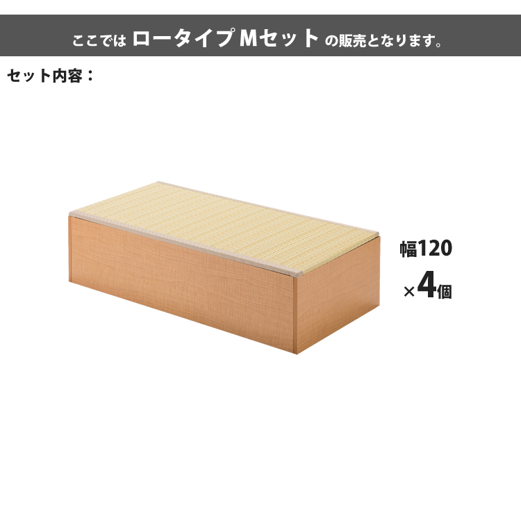 PP畳ユニットMセット ロータイプ 120x4 高さ31 奥行60 畳収納ユニット 小上がり ユニット畳 ボックス 高床式 置き畳 樹脂畳 畳ベンチスツール 腰掛け たたみ タ_3