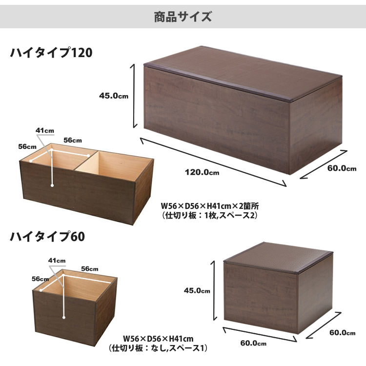 PP畳ユニットAセット ハイタイプ 120x4+60x1 高さ45 奥行60 畳収納ユニット 小上がり ユニット畳 ボックス 高床式 置き畳 樹脂畳 畳ベンチスツール 腰掛け たたの画像