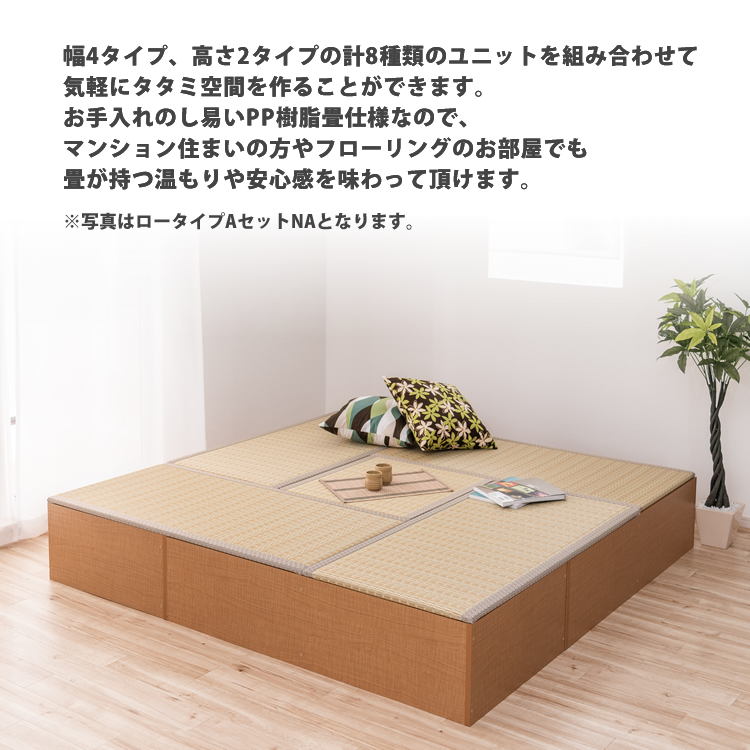 PP畳ユニットAセット ハイタイプ 120x4+60x1 高さ45 奥行60 畳収納ユニット 小上がり ユニット畳 ボックス 高床式 置き畳 樹脂畳 畳ベンチスツール 腰掛け たたの画像
