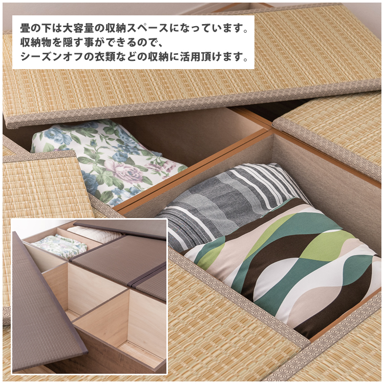 PP畳ユニットAセット ハイタイプ 120x4+60x1 高さ45 奥行60 畳収納ユニット 小上がり ユニット畳 ボックス 高床式 置き畳 樹脂畳 畳ベンチスツール 腰掛け たたの画像