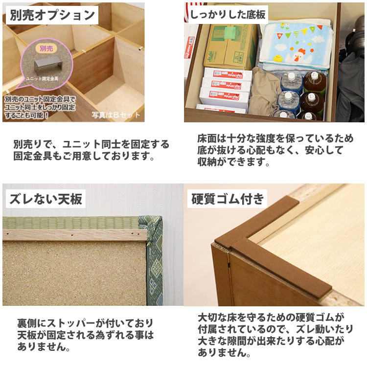 PP畳ユニットAセット ハイタイプ 120x4+60x1 高さ45 奥行60 畳収納ユニット 小上がり ユニット畳 ボックス 高床式 置き畳 樹脂畳 畳ベンチスツール 腰掛け たたの画像