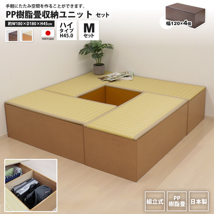 PP畳ユニットMセット ハイタイプ 120x4 高さ45 奥行60 畳収納ユニット