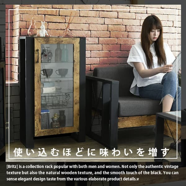 ガラスキャビネット 5段 幅50 おしゃれ 飾り棚 コレクションラック