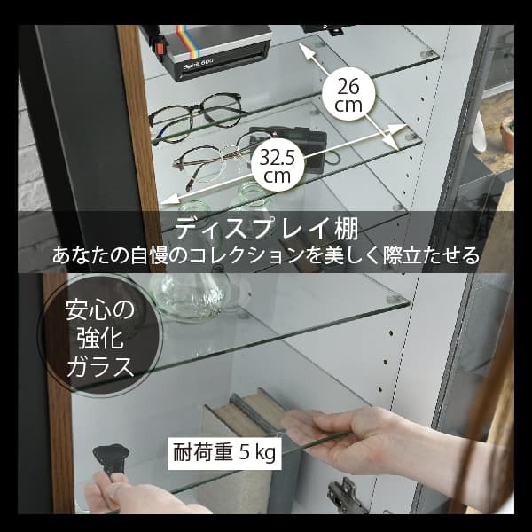 ガラスキャビネット 5段 幅50 おしゃれ 飾り棚 コレクションラック
