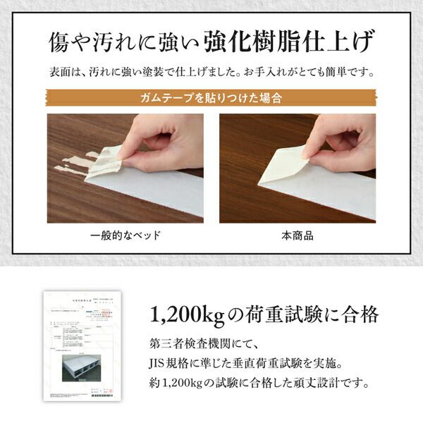 衣装ケースも入る大容量デザイン収納ロングサイズベッド 引き出しなし