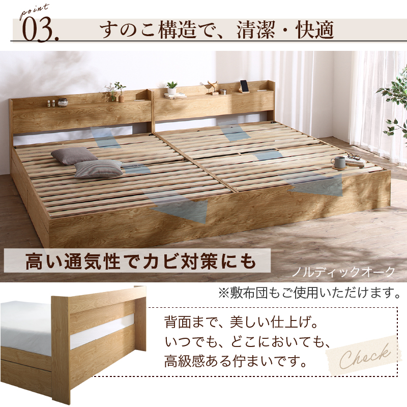 引き取り限定】ローベッド ファミリーベッド セミダブル×2 マットレス