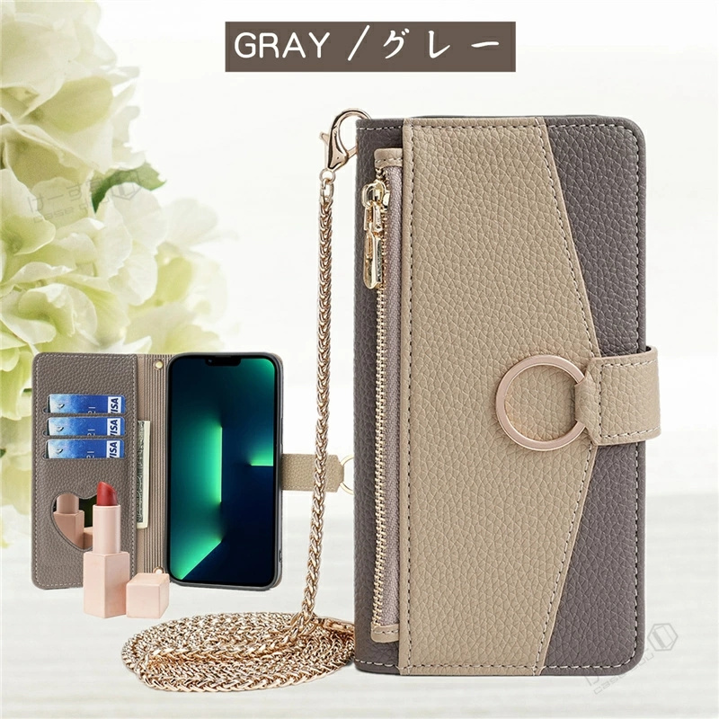 ミラー付き Galaxy S23 FE S24 S22 S21 スマホケース手帳型 チェーン型 ショルダー ストラップ ギャラクシー Galaxy S21+ S10 S9 5G 携帯ケース ショルダー｜casedou｜14