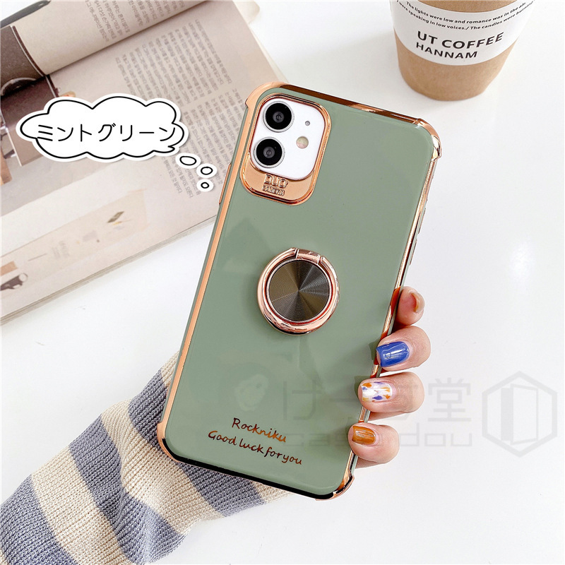iPhoneケース リング付き 韓国 可愛い メッキ処理 軽量 アイフォン