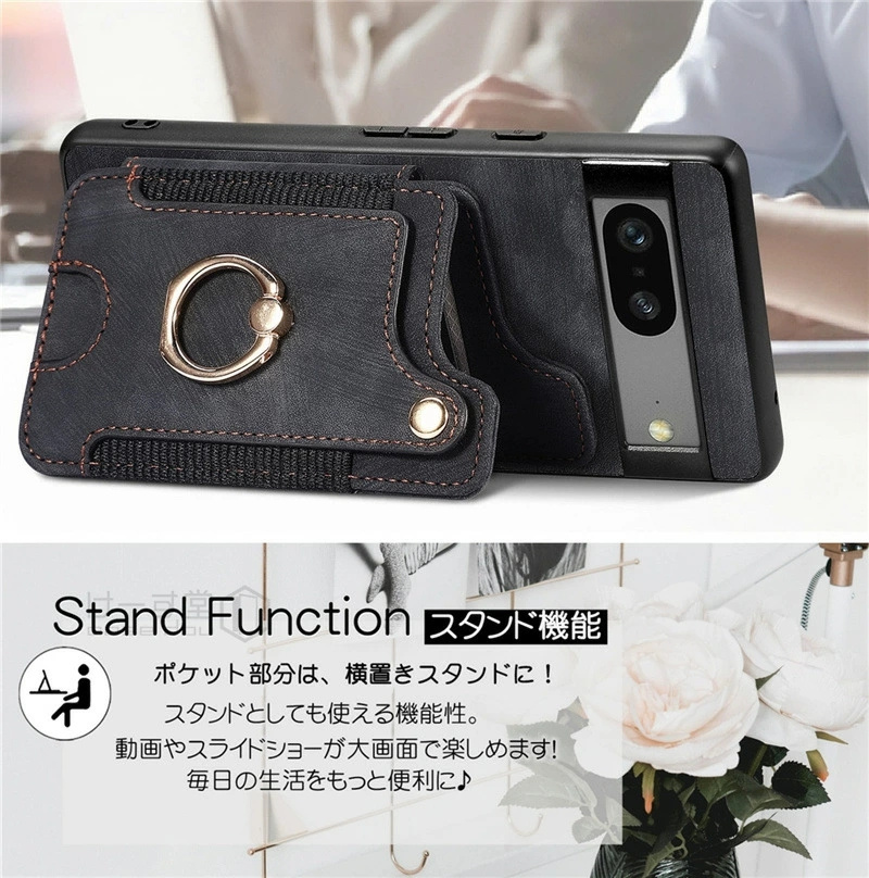 リング付き グーグル ピクセル8aケース 背面手帳型 Google Pixel 8A 9 7a 6a 8 7 6 Pro スマホカバー スタンド スマホ ストラップ ケース カード入れ リング |  | 06