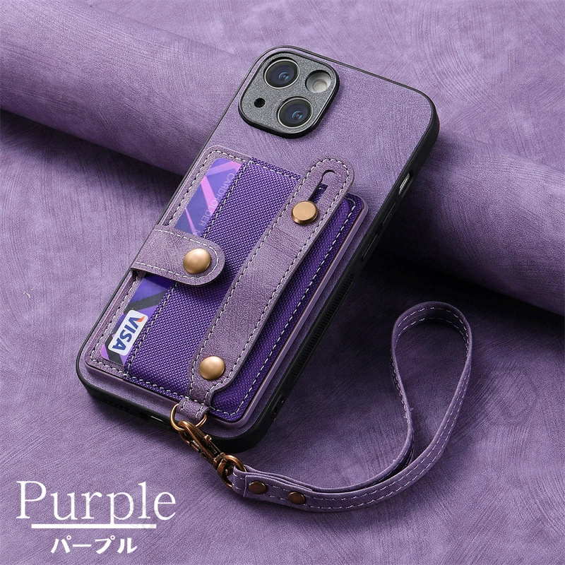 背面 カード収納 ベルト ストラップ付き iPhone16e ケース ベルト付き