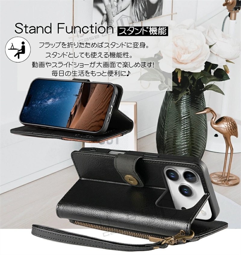 スマホハンドストラップ付き OPPO Reno13 A ケース 手帳型 メンズ
