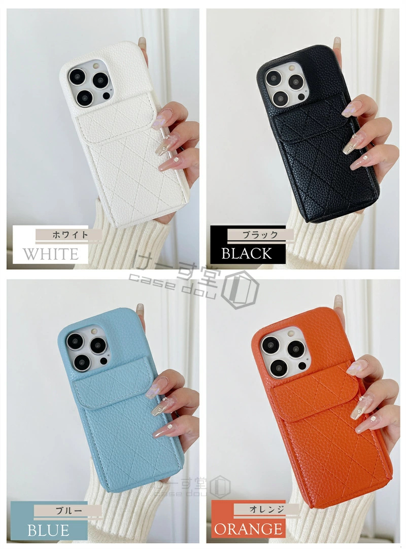 iPhoneケース キルティング iphone14ケース iphone15ケース カード落ち
