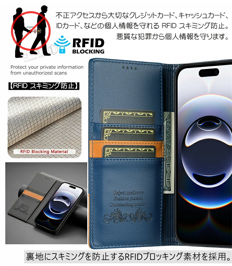 RFIDブロッキング スマホケース手帳型 Ga...の詳細画像4