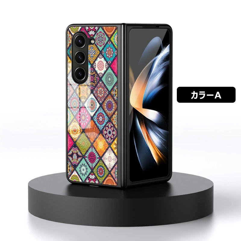 Galaxy Z Fold5 SCG22 / SC-55D 菱形 花柄 Fold4 強化ガラス おしゃれ