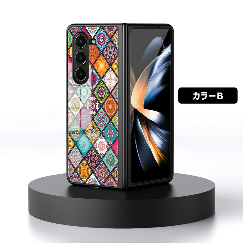 Galaxy Z Fold5 SCG22 / SC-55D 菱形 花柄 Fold4 強化ガラス おしゃれ