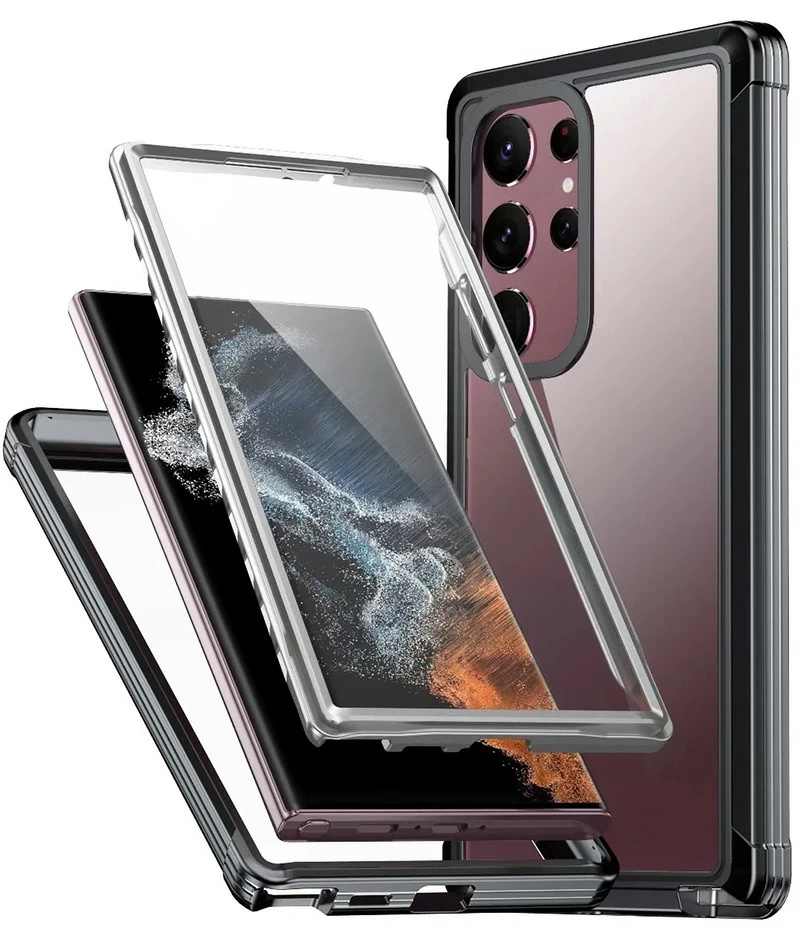 Galaxy S23 ケース 前後 透明 両面 強化 耐衝撃 画面保護 シンプル