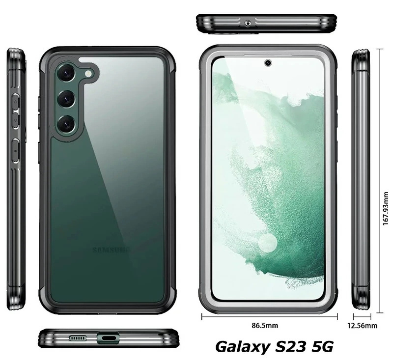 Galaxy S23 ケース 前後 透明 両面 強化 耐衝撃 画面保護 シンプル