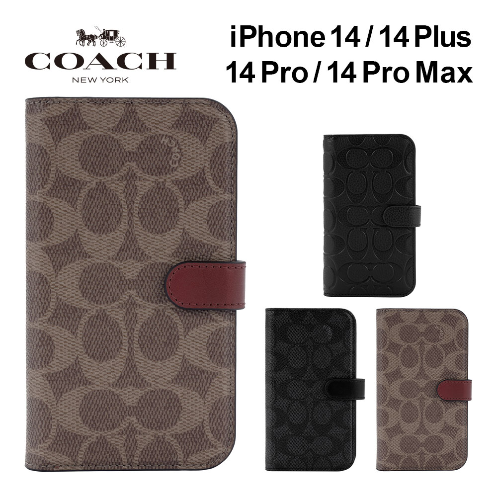 新品】iPhone14ケース coach 手帳型 カーキ-