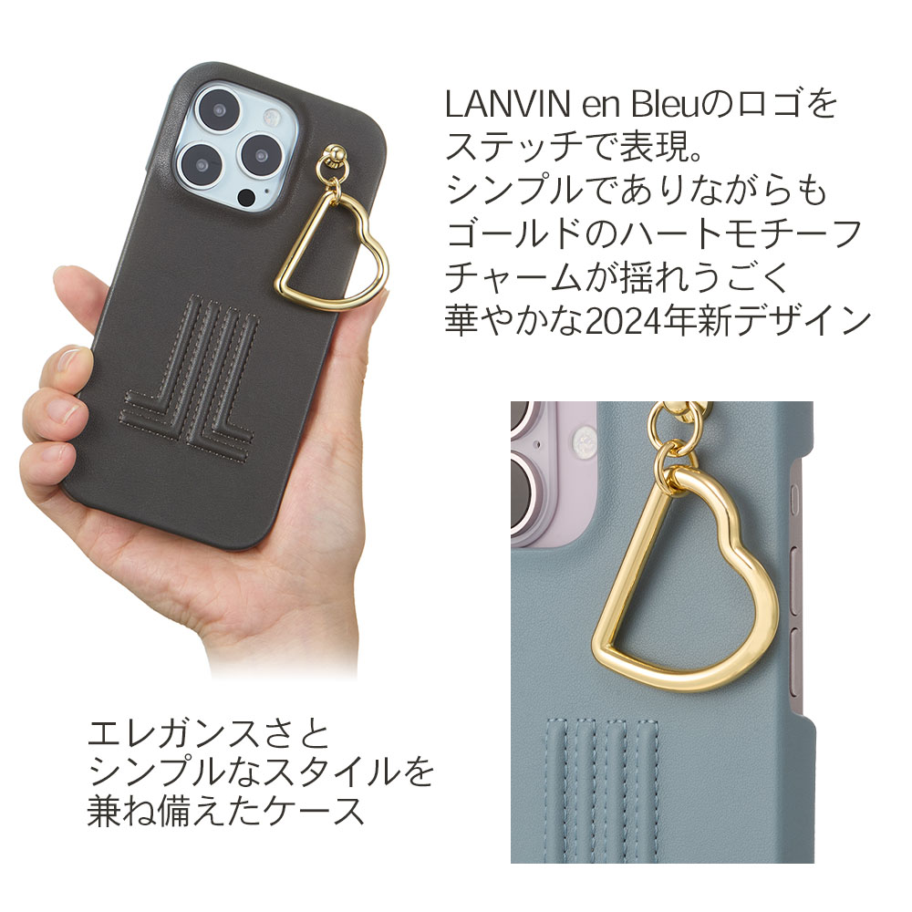 ランバン オン ブルー iPhone16 16Plus 16Pro 16ProMax ケース LANVIN en Bleu - Slim Wrap Case with Heart Charm スマホケース カバー アイフォン ブランド 関連画像1