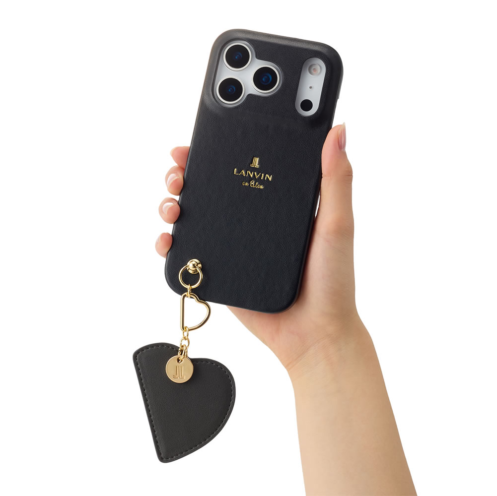 LANVIN en Bleu Slim Wrap Case with Heart Mirror Charm for iPhone17
