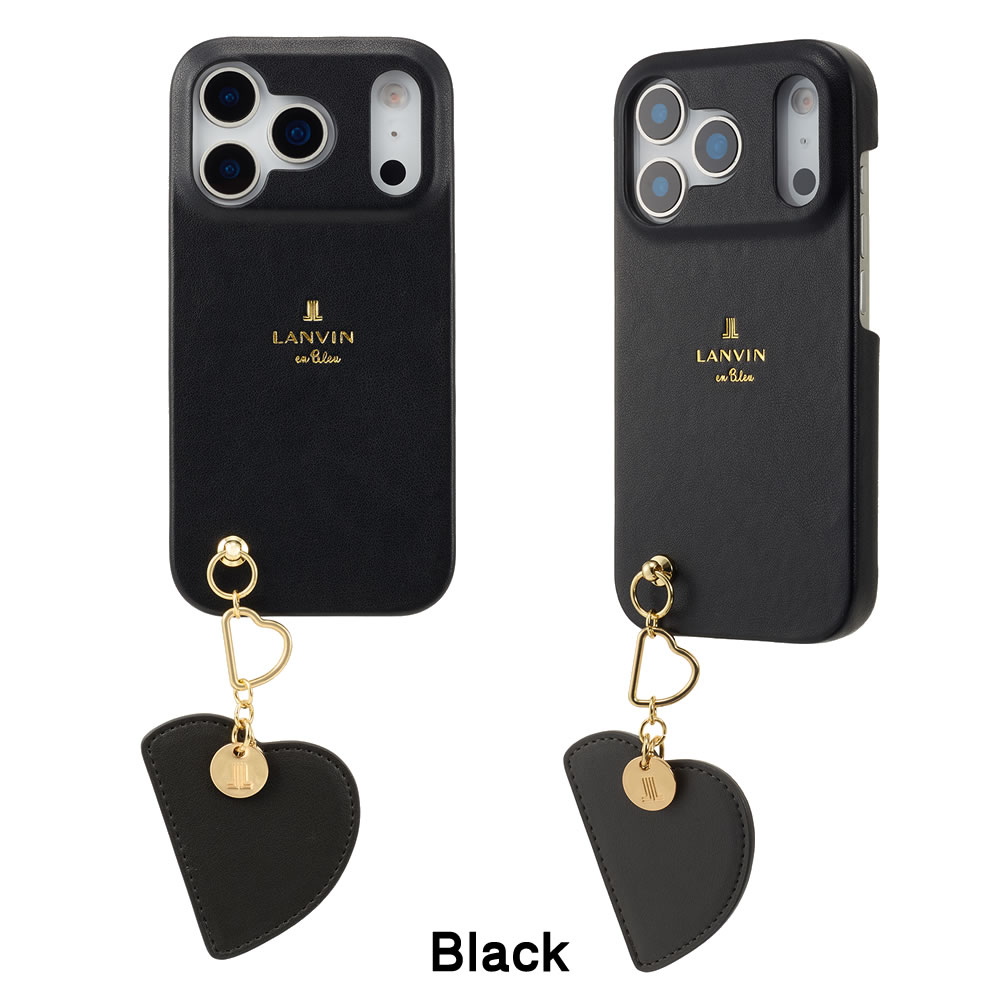 LANVIN en Bleu Slim Wrap Case with Heart Mirror Charm for iPhone17