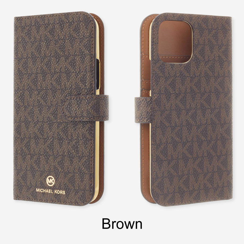 iPhone12mini MICHAEL KORS マイケルコース 手帳型ケース ストラップ カード収納 3枚 Folio Case Signature with Hand Strap Magsafe ブランド｜caseplay｜02