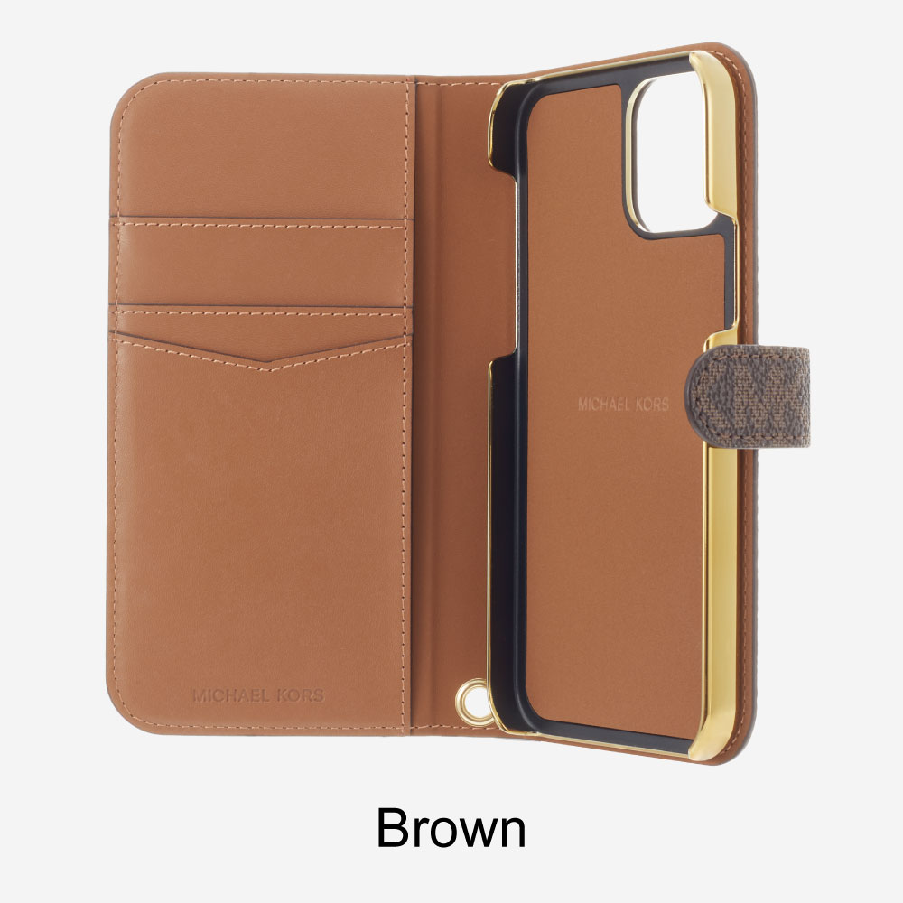 【新品】 マイケルコース iPhone 15 手帳型ケース　ストラップ　ブラウン MICHAEL KORS マイケルコース iPhone15 スマホケース ブランド