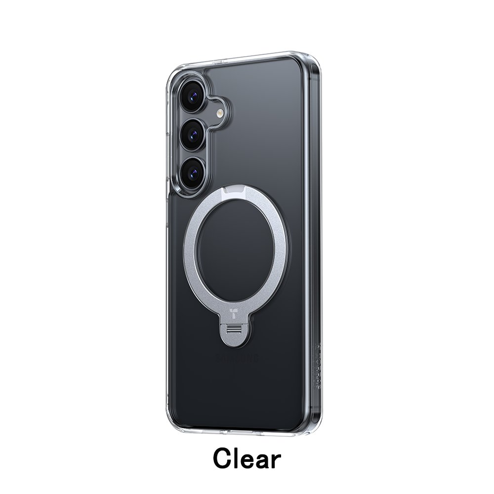 TORRAS Torras - Ostand Spin for Galaxy S25 ケース 黒 クリア 半透明