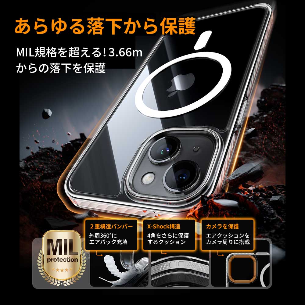 TORRAS ガラスフィルム同梱 TORRAS Sparka-Mag Case iPhone 15 15plus