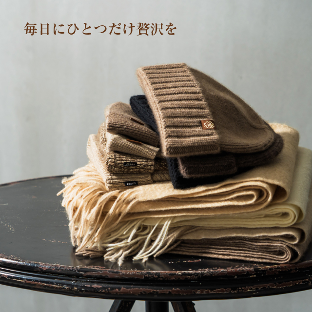 GOBI カシミヤ マフラー 無染色 無漂白 オーガニック カシミヤ100