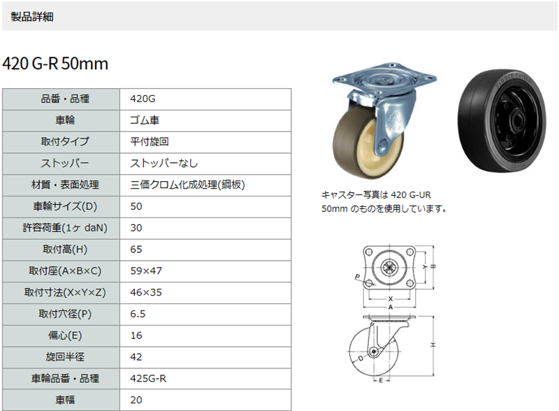 ハンマーキャスター 420G-R50 自在ストッパーなし :420G-R50:キャスター市場 Yahoo!店 - 通販 - Yahoo!ショッピング