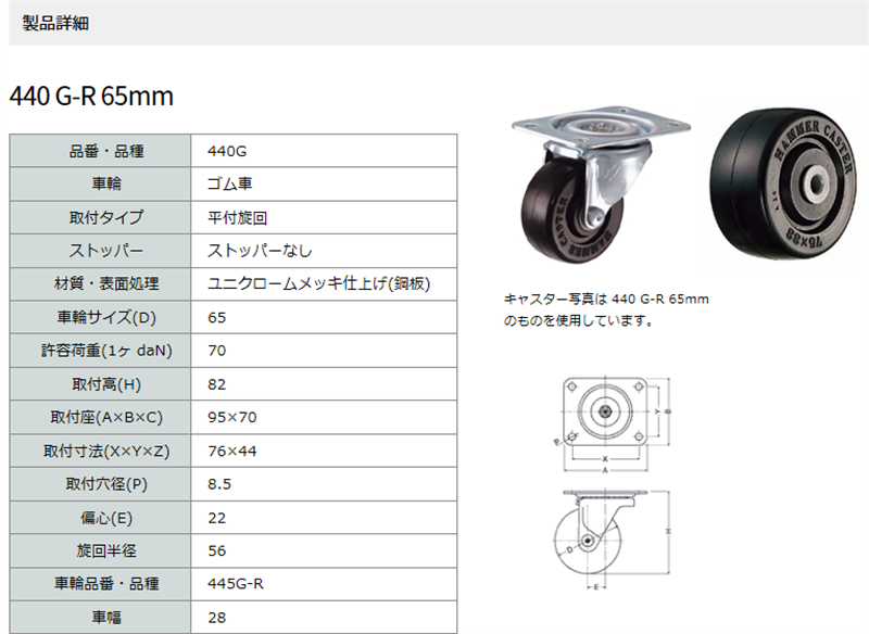 440G-R65 ハンマーキャスター 自在ストッパーなし :440G-R65:キャスター市場 Yahoo!店 - 通販 - Yahoo!ショッピング