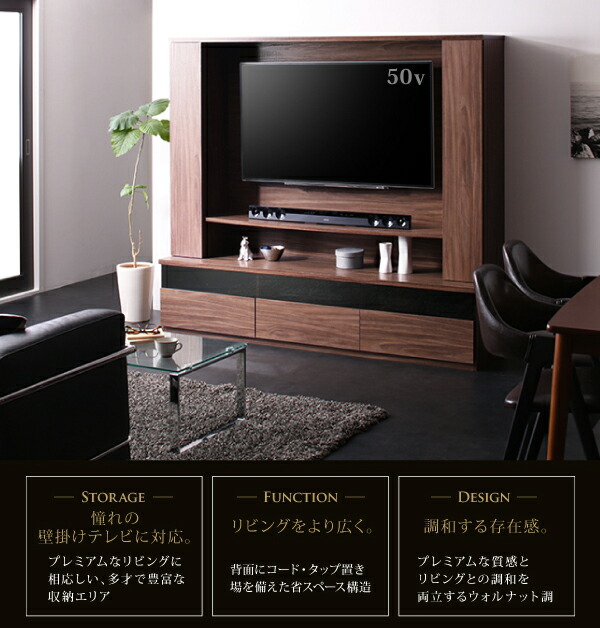 壁掛け ハイタイプテレビボード テレビボード テレビ台 TV台 ハイタイプ 壁掛けテレビ 55型 55インチ 大型テレビ 収納 収納付き AVラック 幅180_2