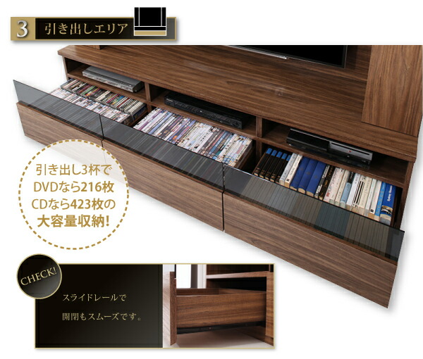 壁掛け ハイタイプテレビボード テレビボード テレビ台 TV台 ハイタイプ 壁掛けテレビ 55型 55インチ 大型テレビ 収納 収納付き AVラック 幅180_8
