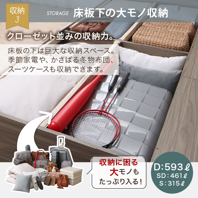 ベッド 大容量ベッド チェストベッド 収納付きベッド 引き出し4杯