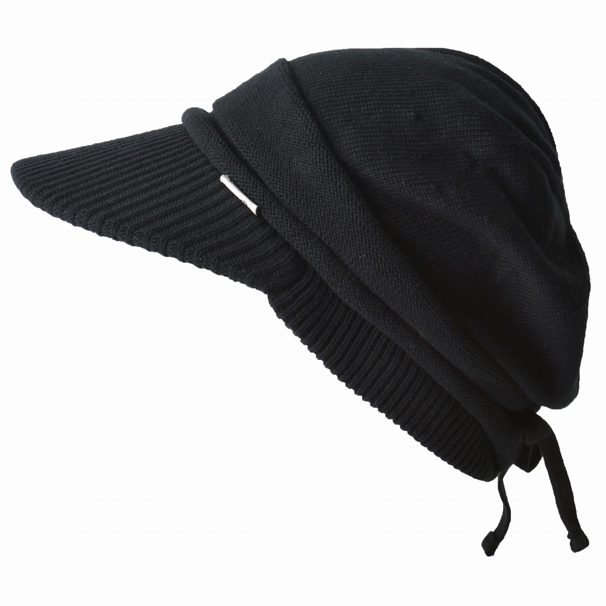 UVカット ニットキャスケット つば付きニット帽 帽子 ニットキャップ ケア帽子 医療用帽子 外出用...