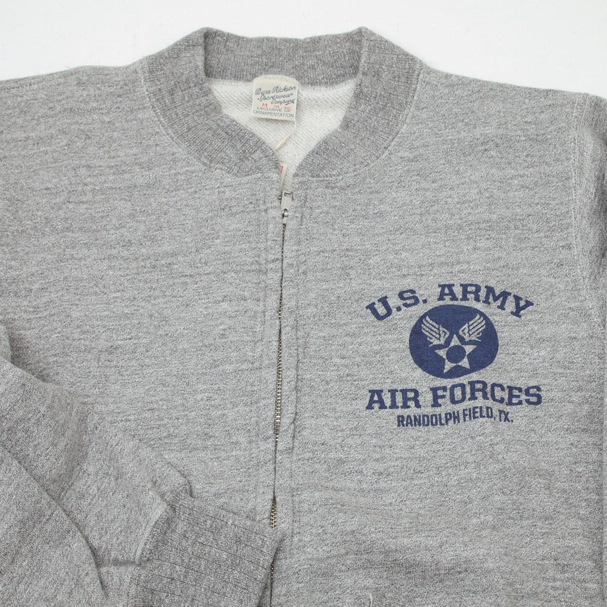 バズリクソンズ　U.S. ARMY AIR FORCES スウェット BUZZ RICKSON'S バズリクソンズ ミリタリー セットイン フルZIP