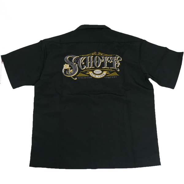 Schott ショット ローズ刺繍 半袖ワークシャツ XLサイズ Schott N.Y.C ショット ワーク シャツ 刺繍 TC ローズ WORK