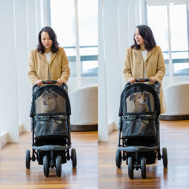 折りたたみペットキャリー 3輪 ストローラー Pet Stroller camo